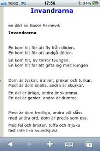 Dikten ”Invandrare” av Bosse Parnevik