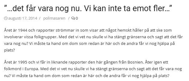 ”…det får vara nog nu. Vi kan inte ta emot fler…”