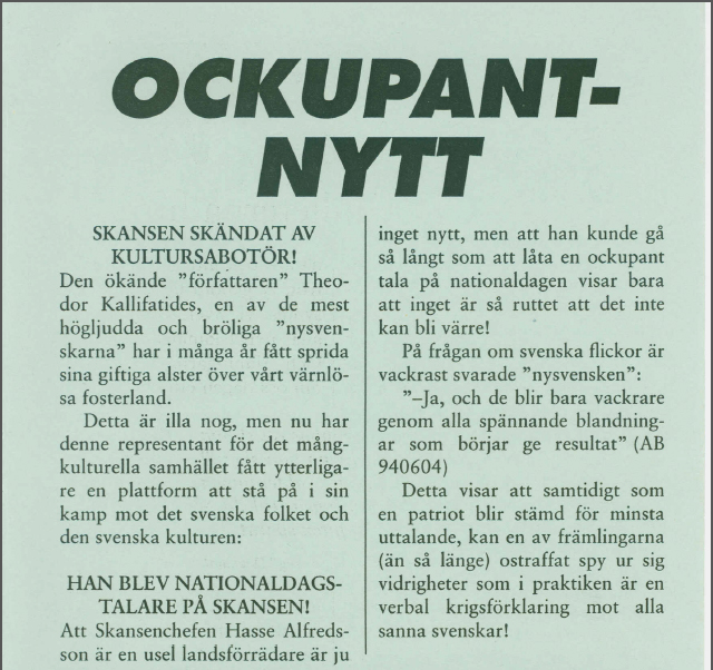 SD-Väst och ”Ockupant-nytt”