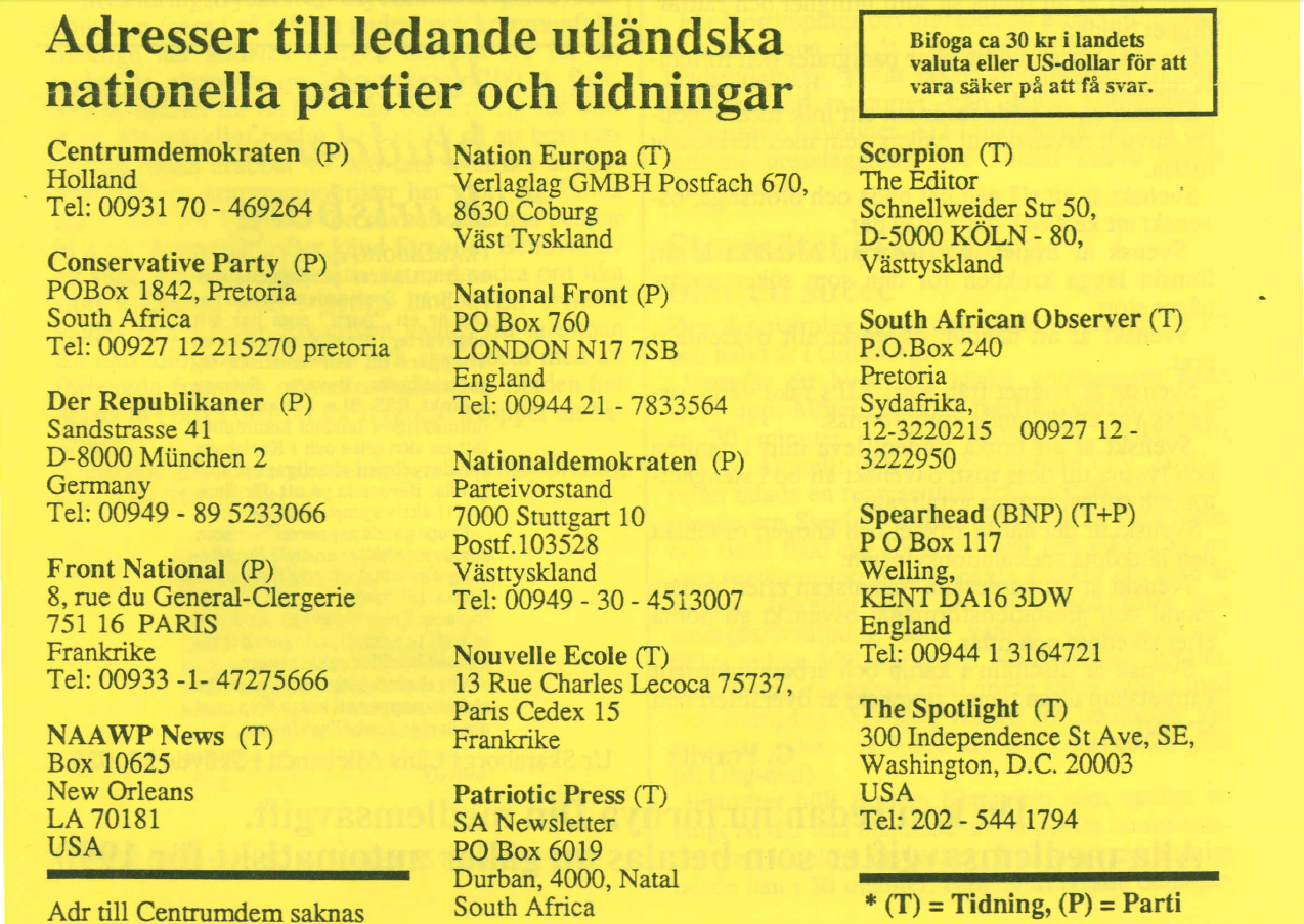 SD-Bulletinen 1989 rekommenderar…