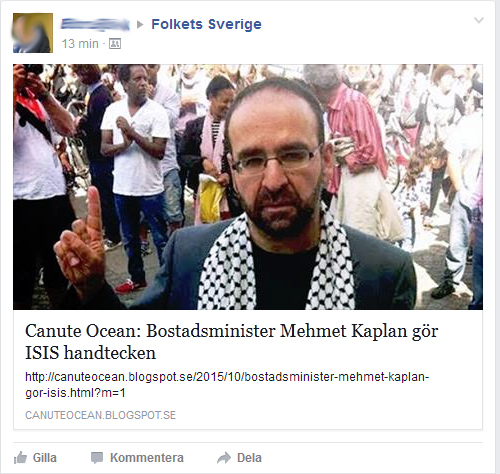 Nej, Mehmet Kaplan gör inte IS-tecknet