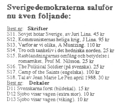 Sverigedemokraterna och 90-talets bokförsäljning