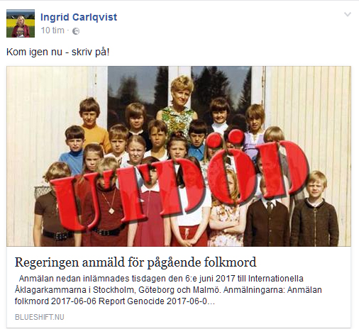 Ingrid Carlqvist stöttar och sprider antisemitism