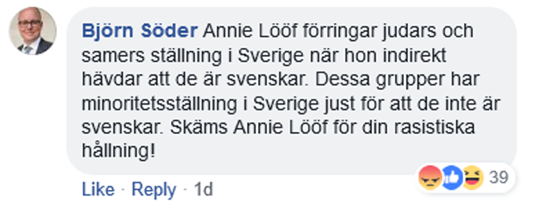 Björn Söders uttalande om judar och samer handlar om lojalitet till nationen