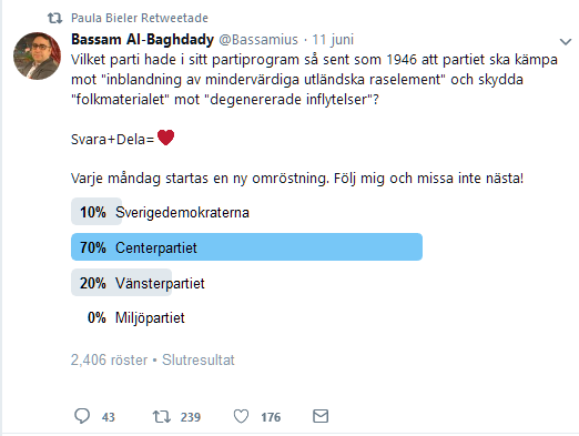 Sverigedemokraten Bieler kastar sten i glashus