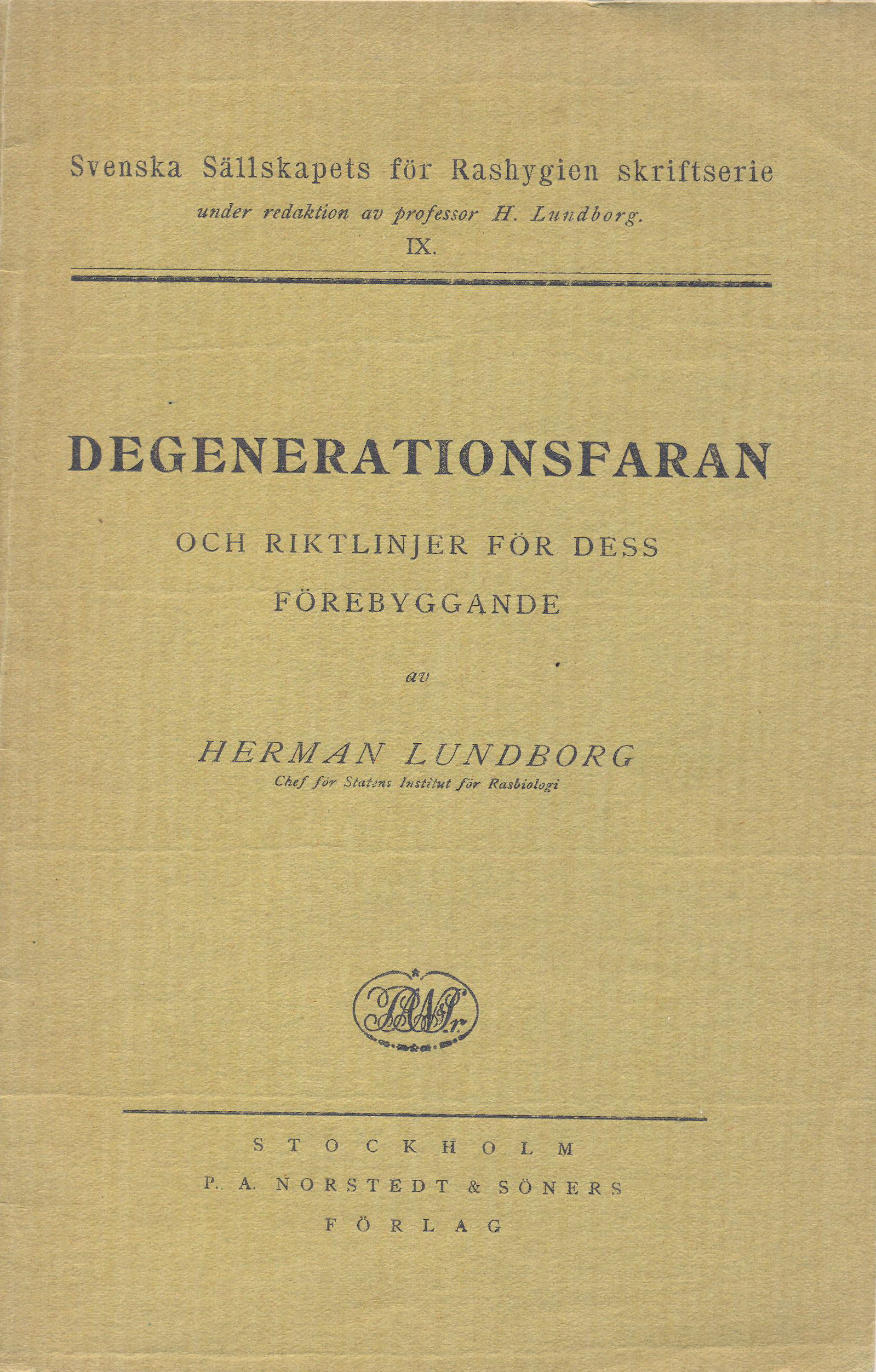 Herman Lundborg och ”Degenerationsfaran”