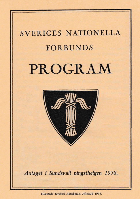 Sveriges nationella förbund och dess program från 1938