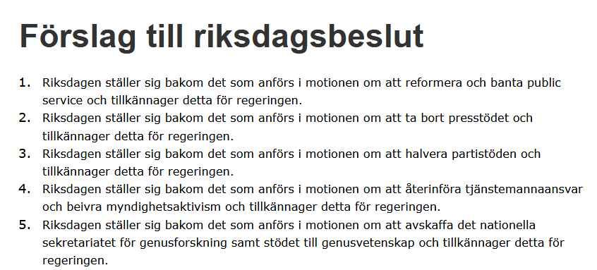 Sverigedemokraternas motion: Avdemokratisering, politisk styrning och andra galenskaper