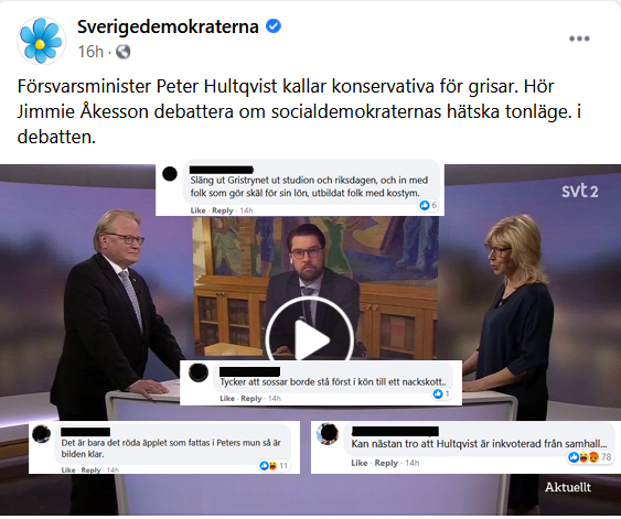 Sverigedemokraternas väljare hånar försvarsminister Hultqvist