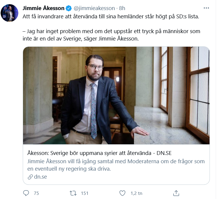 och jag citerar Jimmie Åkesson…
